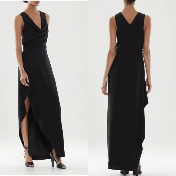 Halston Effle Sleeveless Cowl Neck Metallic Shimmer Gown - Picture 2 of 9